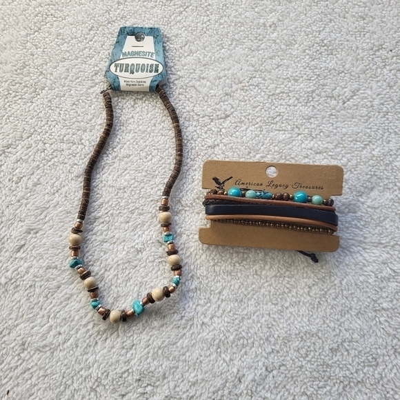 American Legacy Treasures Jewelry - American Legacy Treasures Bracelets and Magnesite Turquoise Beaded Necklace NWT